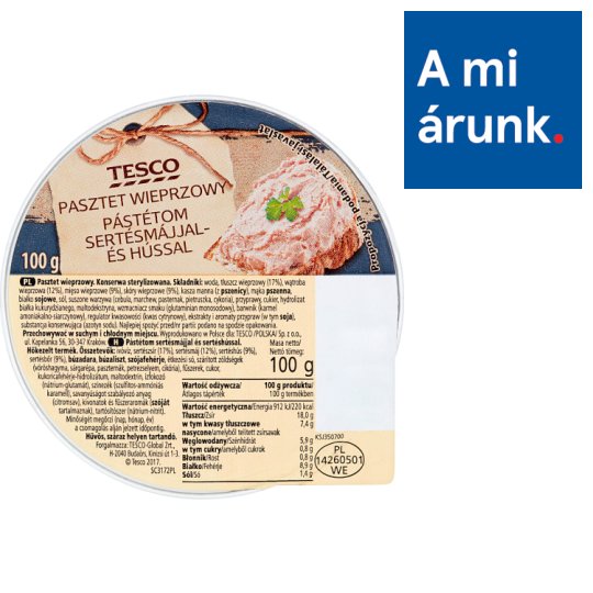 Tesco pástétom sertésmájjal- és hússal 100 g