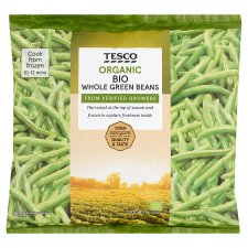 Tesco bio, gyorsfagyasztott zöld hüvelyű egész zöldbab 300 g