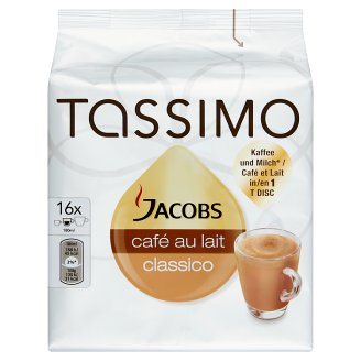 Tassimo Jacobs Café au Lait Classico sovány tejporral kevert őrölt kávé 16 db 184 g