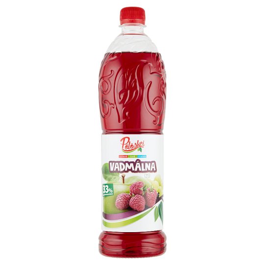 Pölöskei Wild Raspberry Flavoured Syrup with Sugar and Sweetener 1 l