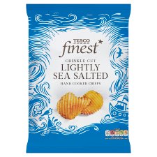 Tesco Finest Crinkle Cut Light Sea Salted Hand Cooked Crisps 150 g