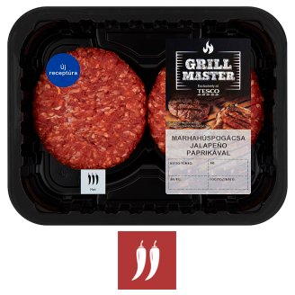 Tesco Grill marhahúspogácsa Jalapeño paprikával 440 g