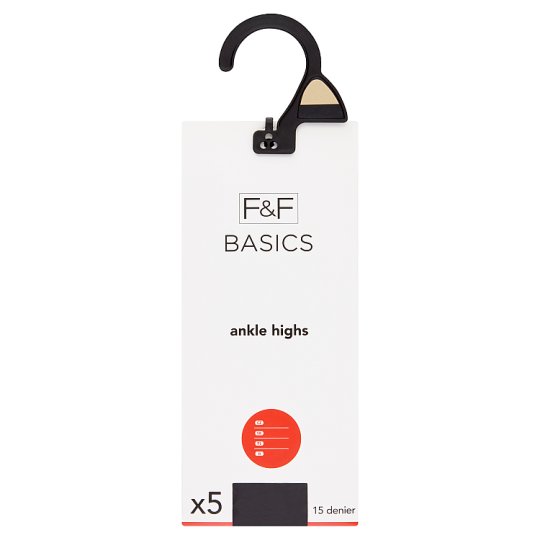 F&F Ladies great value 15D ankle high tights 5 pieces in a pack, One size, Black Tesco Online