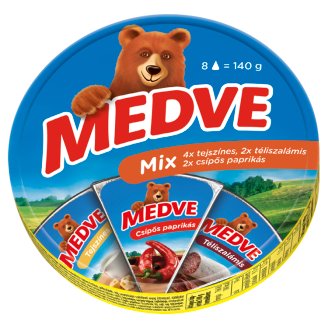 Medve sajtválogatás kenhető félzsíros ömlesztett sajt 8 db 140 g