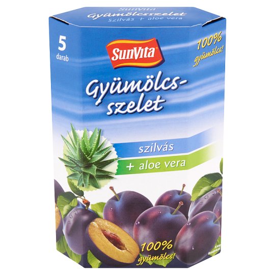 Sunvita aszalt gyümölcsből készült szilvás gyümölcsszelet aloe verával 5 x 15 g