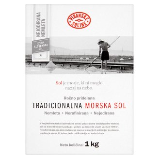 Piranske Soline durva szemcsés, adalék mentes tengeri só 1 kg