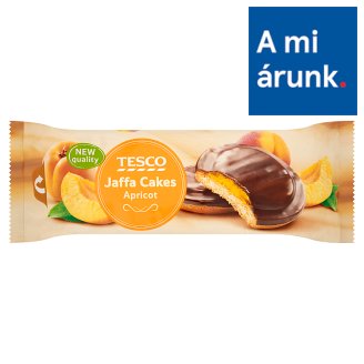 Tesco sárgabarackízű zselével töltött, étcsokoládéval félig bevont piskótatallér 150 g