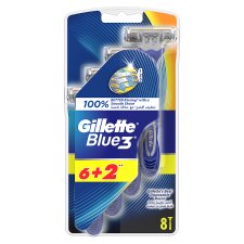 Gillette Blue3 Men’s Disposable Razors, 8 Pack