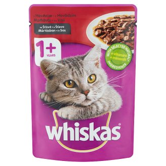 Whiskas teljes értékű állateledel felnőtt macskák számára marhahússal mártásban 100 g