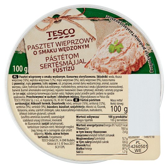 Tesco füstízű pástétom sertésmájjal 100 g