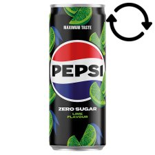 Pepsi Zero Cola Flavoured Energy-Free Carbonated Drink with Sweeteners and Lime Flavour 330 ml