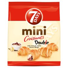 7DAYS Double Mini croissant kakaós és vanília ízű töltelékkel 200 g