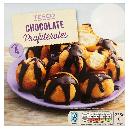 Tesco Quick Frozen Chocolate Profiteroles 235 G Tesco Online Tesco From Home Tesco Doboz Webshop