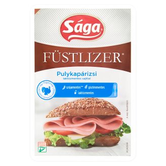 Sága Füstlizer füst ízesítésű szeletelt pulykapárizsi laktózmentes sajttal 90 g