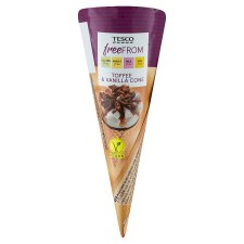 Tesco Free From karamellízű és vaníliás jégkrém karamellízű öntettel, étcsokoládédarabokkal 110 ml