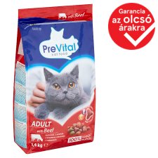 PreVital teljes értékű állateledel felnőtt macskák számára marhával 1,4 kg