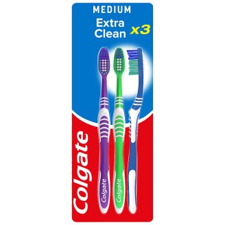Colgate Extra Clean közepes sörtéjű fogkefe 3 db