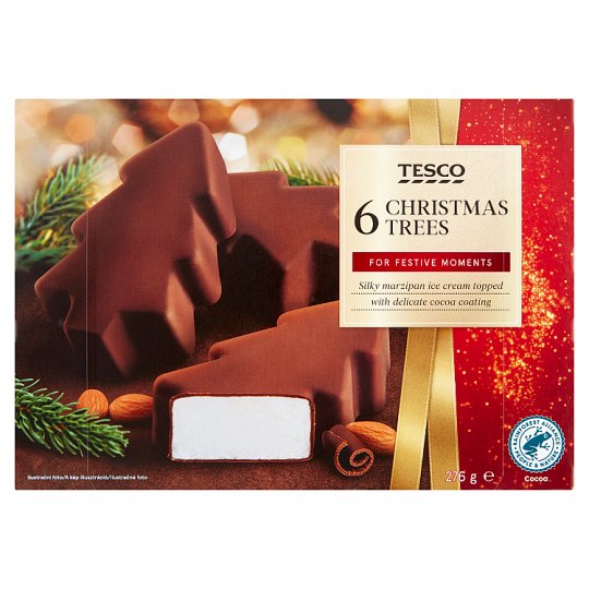Tesco Christmas Trees Silky Marzipan Ice Cream Topped with Delicate