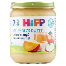 HiPP Gyümölcs Duett BIO alma-mangó túrókrémmel bébidesszert 7 hónapos kortól 160 g
