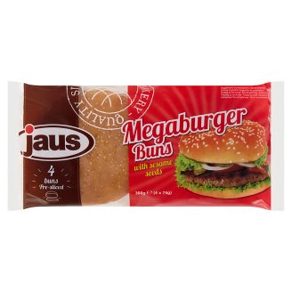 Jaus Megaburger szezámmagos hamburger zsemle 4 db 300 g