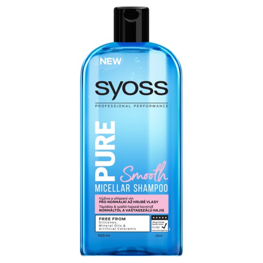 Syoss Pure Smooth micellás hajsimító sampon normál és vastagszálú hajra 500 ml