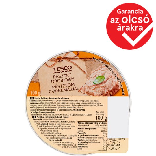 Tesco Pate with Chicken Liver 100 g