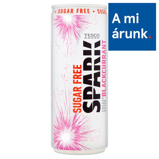 Tesco Spark cukormentes szénsavas feketeribizli ízű energiaital édesítőszerrel 250 ml