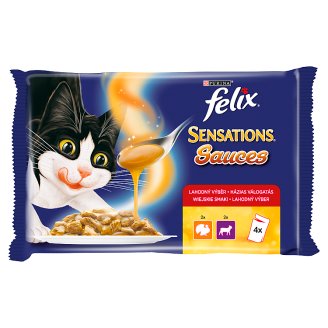 Felix Sensations teljes értékű állateledel pulykával és báránnyal felnőtt macskák számára 4 x 100 g