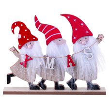 Wooden Gnomes Holding Xmas Garland Decoration 24 x 5,5 x 19 cm