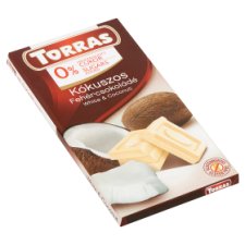 Torras kókuszos fehércsokoládé hozzáadott cukor nélkül, édesítőszerrel 75 g