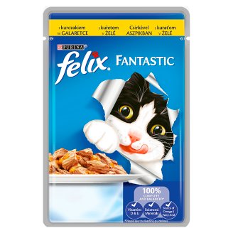 Felix Fantastic teljes értékű állateledel felnőtt macskák számára csirkével aszpikban 100 g