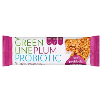 Greenline Plum Probiotic szilvás müzliszelet élőflórával, joghurt bevonatba mártva 35 g
