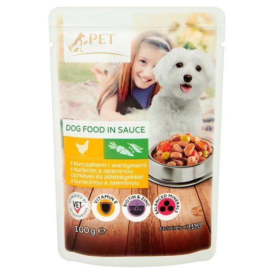 Tesco Pet Specialist teljes értékű állateledel felnőtt kutyák számára csirkével és zöldséggel 100 g