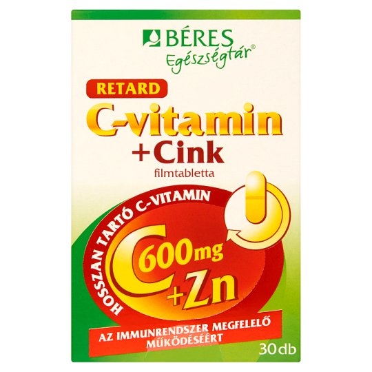 Béres Egészségtár Retard C-vitamin+Cink filmtabletta 30 db 37,44 g