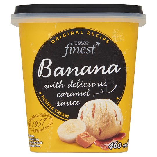 Tesco Finest Banana Ice Cream with Delicious Caramel Sauce 460 ml ...