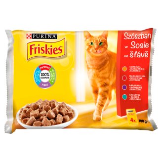 Friskies Multipack macskaeledel csirkével, marhahússal, báránnyal, kacsával 4 x 100 g