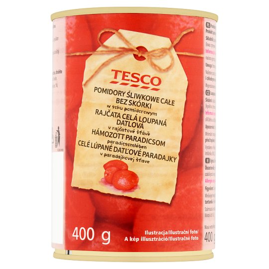 Tesco egész, hámozott paradicsom paradicsomlében 400 g