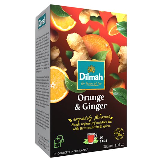 Dilmah Orange & Ginger Flavoured Ceylon Black Tea 20 Tea Bags 30 g