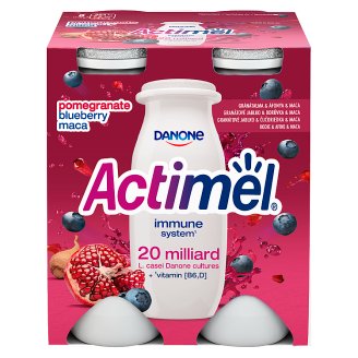 Danone Actimel zsírszegény, élőflórás, gránátalma-maca-áfonyaízű joghurtital 4 x 100 g
