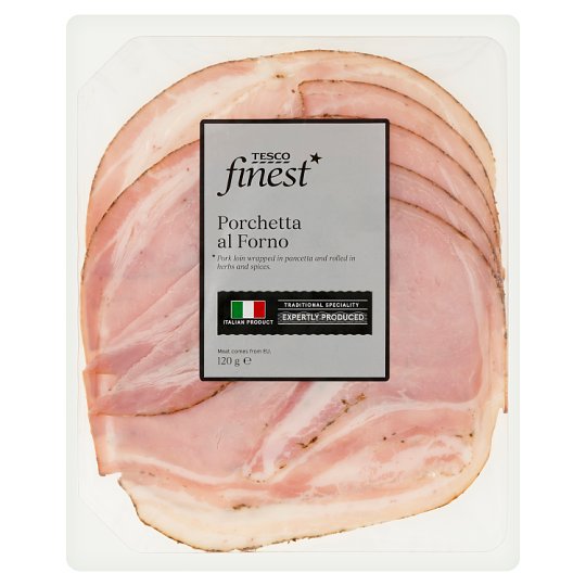 Tesco Finest Porchetta szeletelt zöldfűszeres sertéskaraj sertésszalonnával feltekerve 120 g