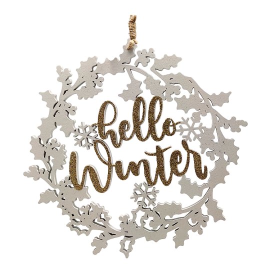 Hello Winter/Merry Christmas wreath hang deco 34*22*22cm Tesco Online