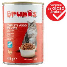 Brunos teljes értékű állateledel felnőtt macskák számára, falatok hallal szószban 415 g
