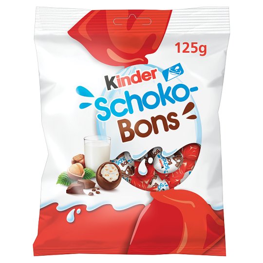 Kinder Schoko-Bons Milk Chocolate Praline with Milk Cream Filling and Hazelnut Pieces 125 g