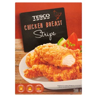 Tesco gyorsfagyasztott, csirkemellfilé felhasználásával készült, panírozott termék 300 g