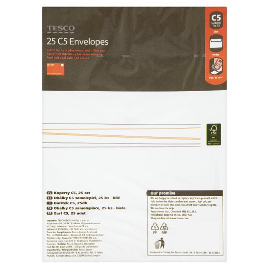 Tesco White Envelopes C5 25 pcs Tesco Online, Tesco From Home, Tesco