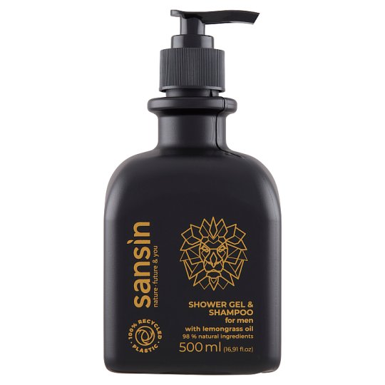 Sansin Shower Gel & Shampoo for Men with Lemongrass Oil 500 ml