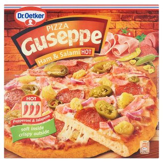 Dr. Oetker Guseppe gyorsfagyasztott sonkás-csípős szalámis pizza 400 g