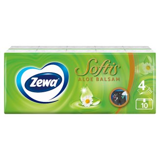 Zewa Softis Aloe Balsam illatosított papír zsebkendő 4 rétegű 10 x 9 db