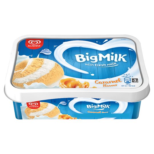 Big Milk vaníliatejszín ízű jégkrém és karamell ízű jégkrém 1000 ml