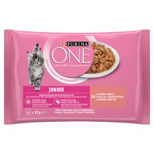 Purina One Junior Pet Food for Cats Between 1 and 12 Months of Age with Salmon 4 x 85 g (340 g)